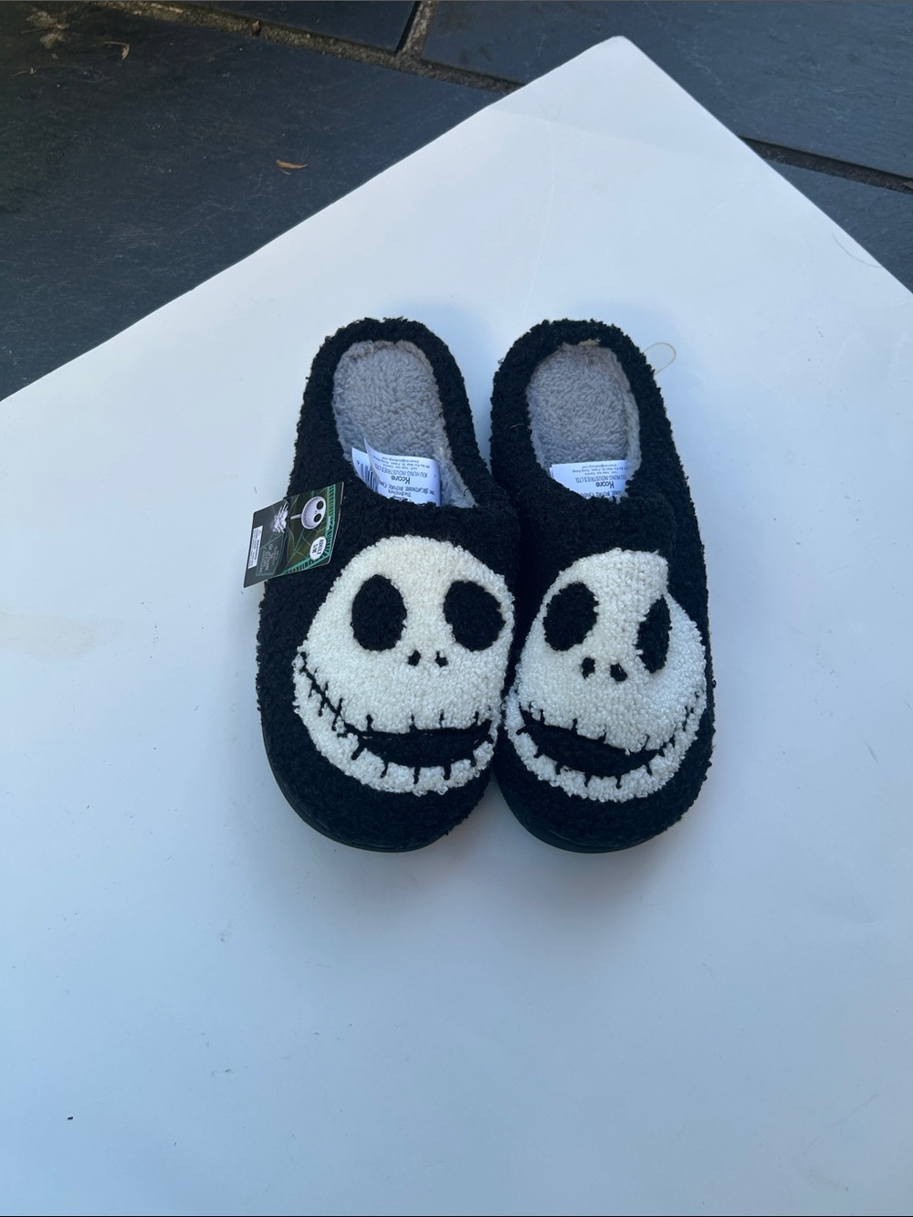 Disney Black and White Tim Burton’s Night Before Christmas Plush Slippers Sz S/M